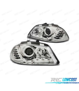FAROS PARA SEAT IBIZA 6L 02-08 DAYLIGHT CROMADOS INTERMITENTE LED