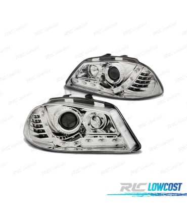 FAROS PARA SEAT IBIZA 6L 02-08 DAYLIGHT CROMADOS INTERMITENTE LED