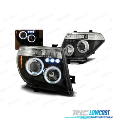 FAROS NISSAN NAVARA 04-09 PATHFINDER 05-10 OJOS ANGEL LED NEGROS