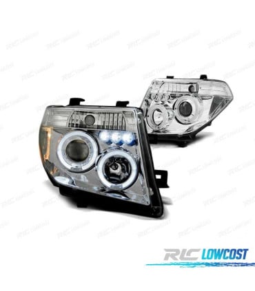 FAROS NISSAN NAVARA D40 PATHFINDER 05-10 OJOS ANGEL LED CROMADOS