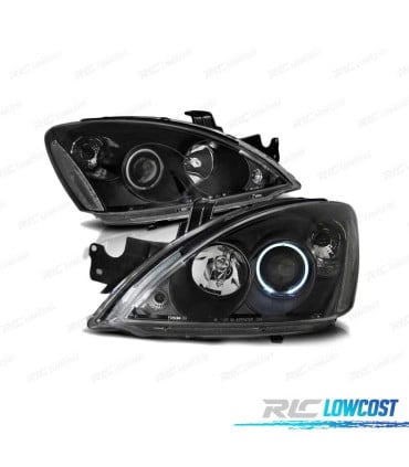 FAROS OJOS ANGEL MITSUBISHI LANCER 7 04-07 FONDO NEGRO
