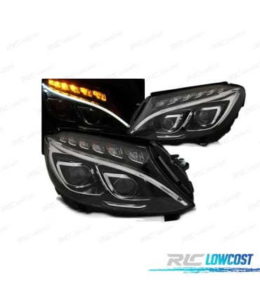 FAROS MERCEDES W205 14-18 LUZ DIURNA LED DRL NEGRO