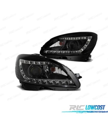 FAROS LUZ DIURNA PARA MERCEDES W204 07-10 FONDO NEGRO H7