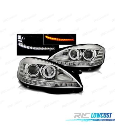 FAROS LUZ DIURNA MERCEDES W221 05-09 CROMADOS