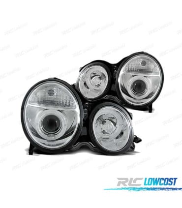FAROS OJOS ANGEL MERCEDES W210 99-02 CROMADOS