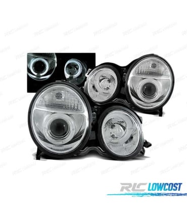 FAROS OJOS ANGEL PARA MERCEDES W210 99-02 CROMADOS