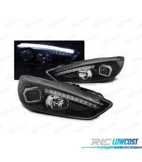 FAROS FORD FOCUS MK3 15-18 LED TRU DRL NEGROS