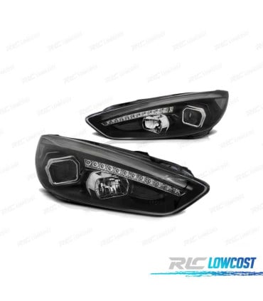FAROS FORD FOCUS MK3 15-18 LED TRU DRL NEGROS