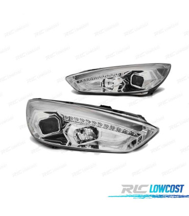 FAROS TRU DRL PARA FORD FOCUS MK3 15-18 CROMADOS CON INTERMITENTE LED