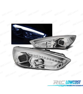FAROS TRU DRL PARA FORD FOCUS MK3 15-18 CROMADOS CON INTERMITENTE LED