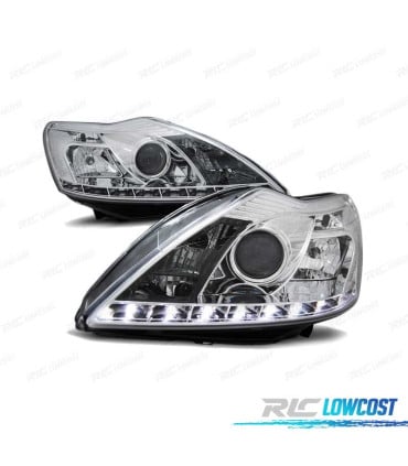 FAROS PARA FORD FOCUS II 08-10 DAYLIGHT LED CROMADO W M