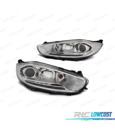 FAROS FORD FIESTA MK7 13-16 TRU DRL CROMADOS