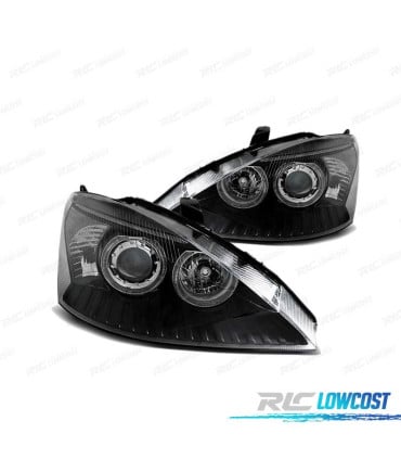 FAROS OJOS ANGEL PARA FORD FOCUS 01-04 FONDO NEGRO