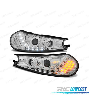 FAROS DAYLIGHT FORD MONDEO 96-00 CROMADOS CON INTERMITENTE LED