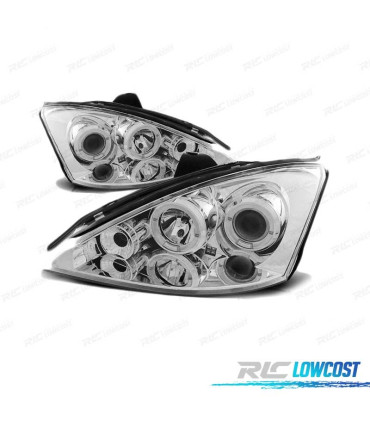 FAROS PARA FORD FOCUS I FACELIFT 01-04 OJOS ANGEL CROMO