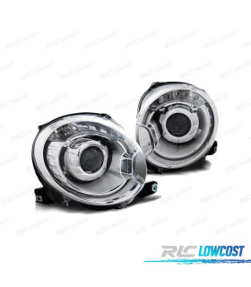 FAROS PARA FIAT 500 07- PROJEKTOR CROMADO