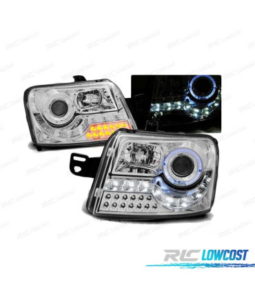 FAROS LUZ DIURNA INTERMITENTE LED PARA FIAT PANDA 03- CROMADOS