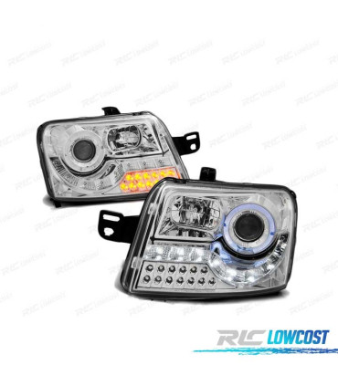 FAROS LUZ DIURNA INTERMITENTE LED PARA FIAT PANDA 03- CROMADOS