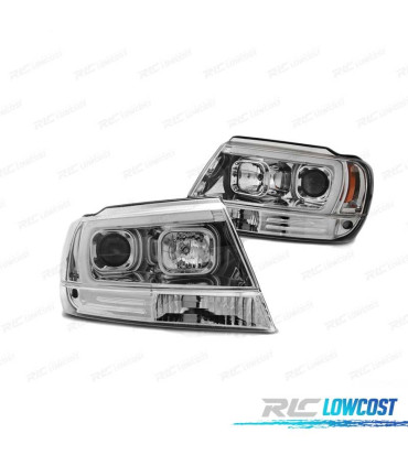FAROS TUBE LIGHT PARA JEEP GRAND CHEROKEE 99-05 CROMADOS
