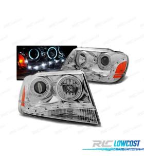 FAROS OJOS ANGEL PARA JEEP GRAND CHEROKEE 99-05 FAROS LUZ DIURNA CROMADOS