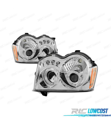 FAROS OJOS ANGEL LED PARA JEEP GRAND CHEROKEE 05-08 CROMADOS