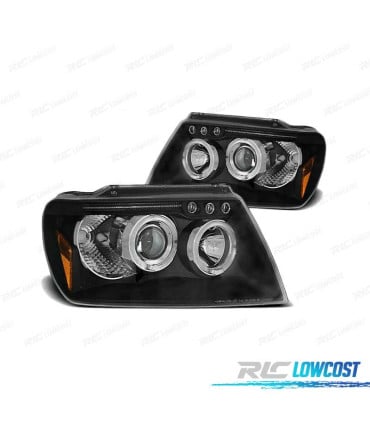 FAROS OJOS ANGEL PARA JEEP GRAND CHEROKEE 99-05 FONDO NEGRO