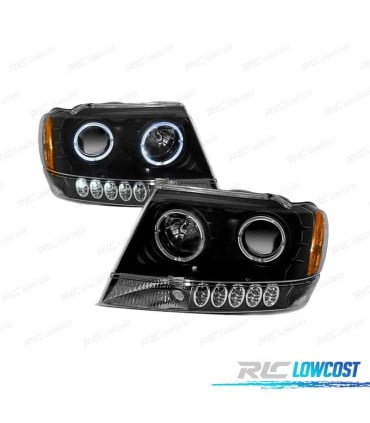 FAROS OJOS ANGEL PARA JEEP GRAND CHEROKEE 99-05 NEGROS