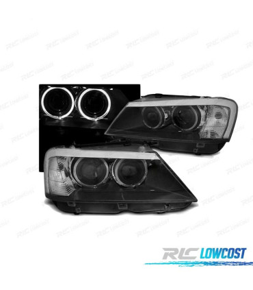 FAROS PARA BMW X3 F25 10-14 OJOS ANGEL LED NEGRO