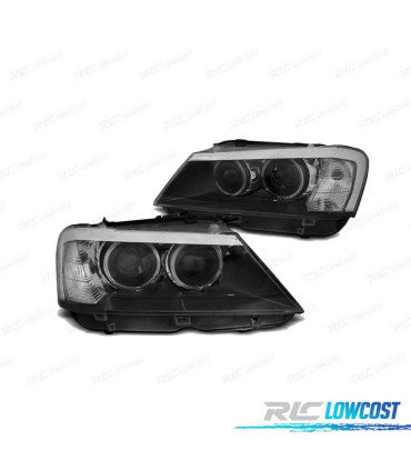FAROS PARA BMW X3 F25 10-14 OJOS ANGEL LED NEGRO