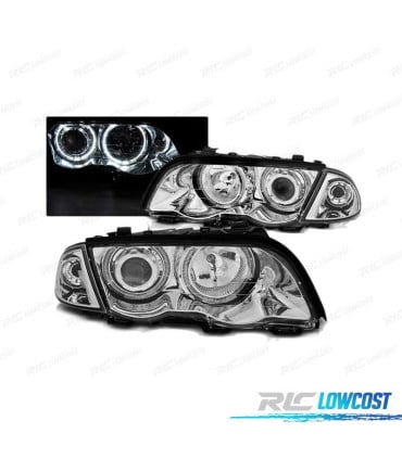 FAROS BMW E46 98-01 OJOS ANGEL LED CROMADO