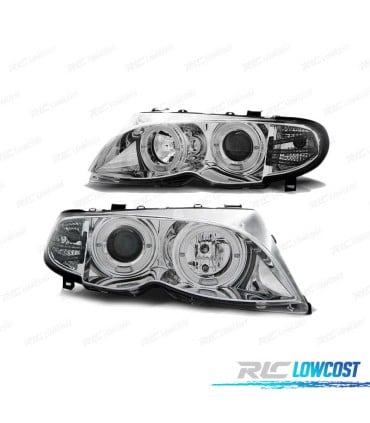 FAROS BMW E46 01-05 OJOS ANGEL CROMADOS