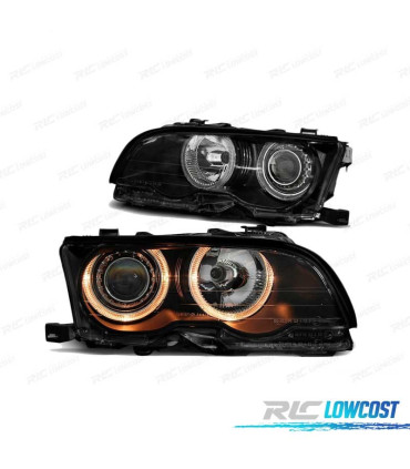 FAROS BMW E46 01-03 COUPE CABRIO OJOS ANGEL FONDO NEGRO
