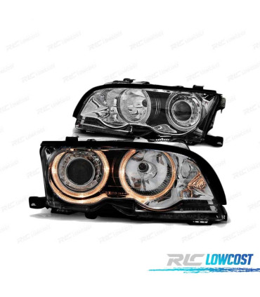 FAROS BMW E46 01-03 OJOS ANGEL COUPE CABRIO CROMADOS