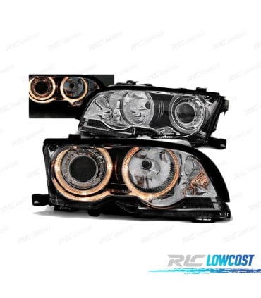 FAROS BMW E46 01-03 OJOS ANGEL COUPE CABRIO CROMADOS