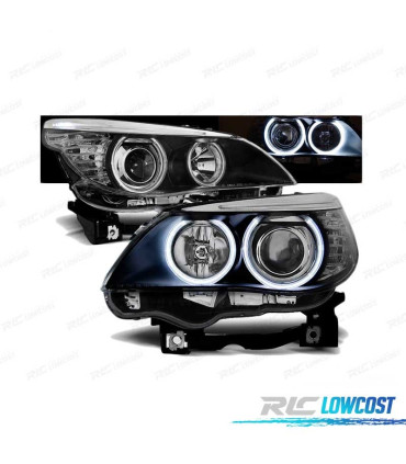 FAROS BMW E60 E61 03-07 OJOS ANGEL CCFL NEGROS