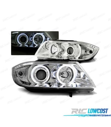 FAROS BMW E90 E91 05-08 OJOS ANGEL CCFL CROMADOS