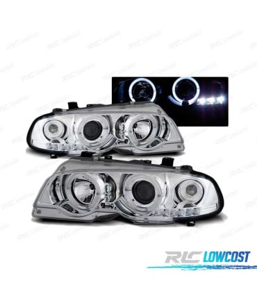 FAROS BMW E46 99-03 OJOS ANGEL COUPE CROMADOS
