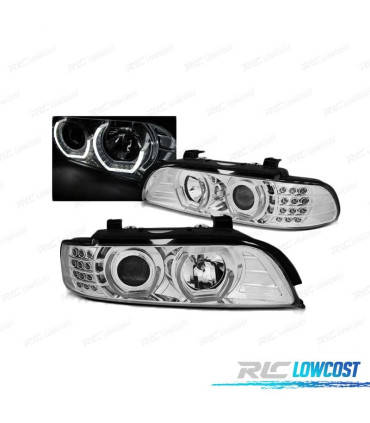 FAROS BMW E39 95-03 OJOS ANGEL 3D CROMADOS INTERMITENTES LED