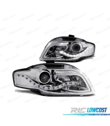 FAROS AUDI A4 B7 04-08 LED LUZ DIURNA CROMADOS DRL