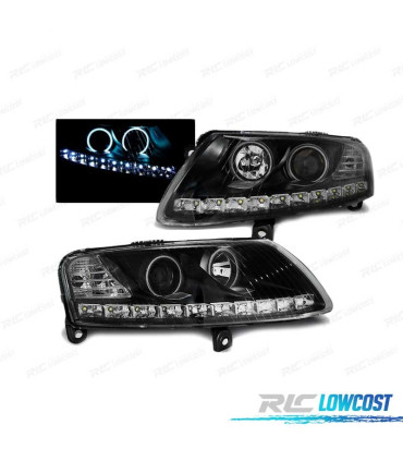 FAROS OJOS ANGEL AUDI A6 C6 04-08 OJOS ANGEL LED NEGRO