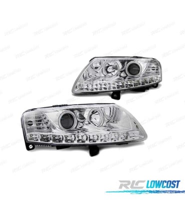 FAROS OJOS ANGEL AUDI A6 C6 04-08 OJOS ANGEL LED CROMADO