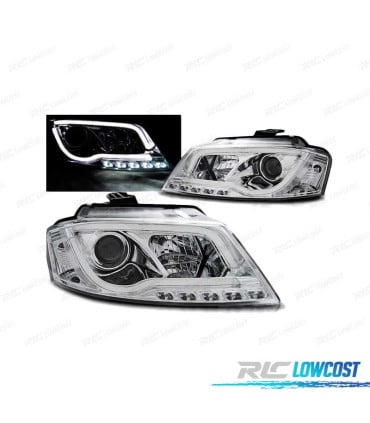 FAROS LED AUDI A3 8P 08-12 TRU DRL CROMADOS
