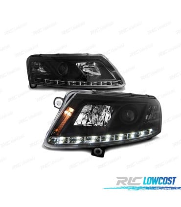 FAROS AUDI A6 4F C6 04-08 TRU DRL LUZ DIURNA LED FONDO NEGRO APTOS XENON DE ORIGEN D2S