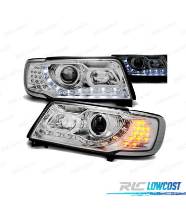 FAROS AUDI 100 C4 90-94 DAYLIGHT INTERMITENTE LED CROMADO
