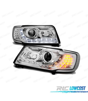 FAROS AUDI 100 C4 90-94 DAYLIGHT INTERMITENTE LED CROMADO