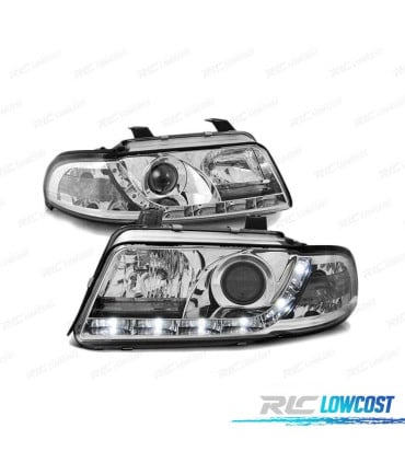FAROS DELANTEROS DAYLIGHT LED AUDI A4 B5 99-00 CROMADOS