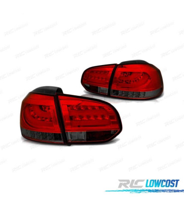 PILOTOS LED PARA VOLKSWAGEN VW GOLF 6 08-12 ROJO AHUMADO LED BAR