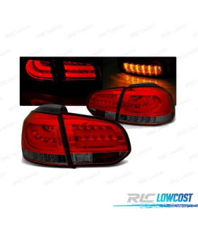 PILOTOS LED PARA VOLKSWAGEN VW GOLF 6 08-12 ROJO AHUMADO LED BAR