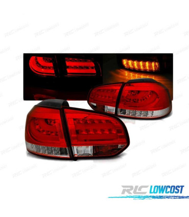 PILOTOS LED PARA VOLKSWAGEN VW GOLF 6 08-12 ROJO BLANCO LED