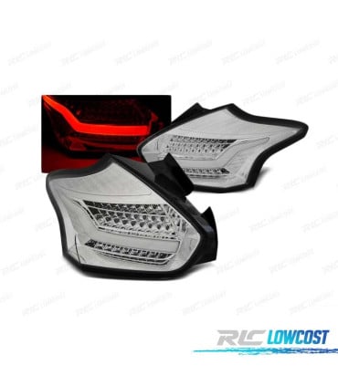 PILOTOS LED BAR CROMADOS PARA FORD FOCUS 3 HATCHBACK 15-18 INTERMITENTE LED DINAMICO